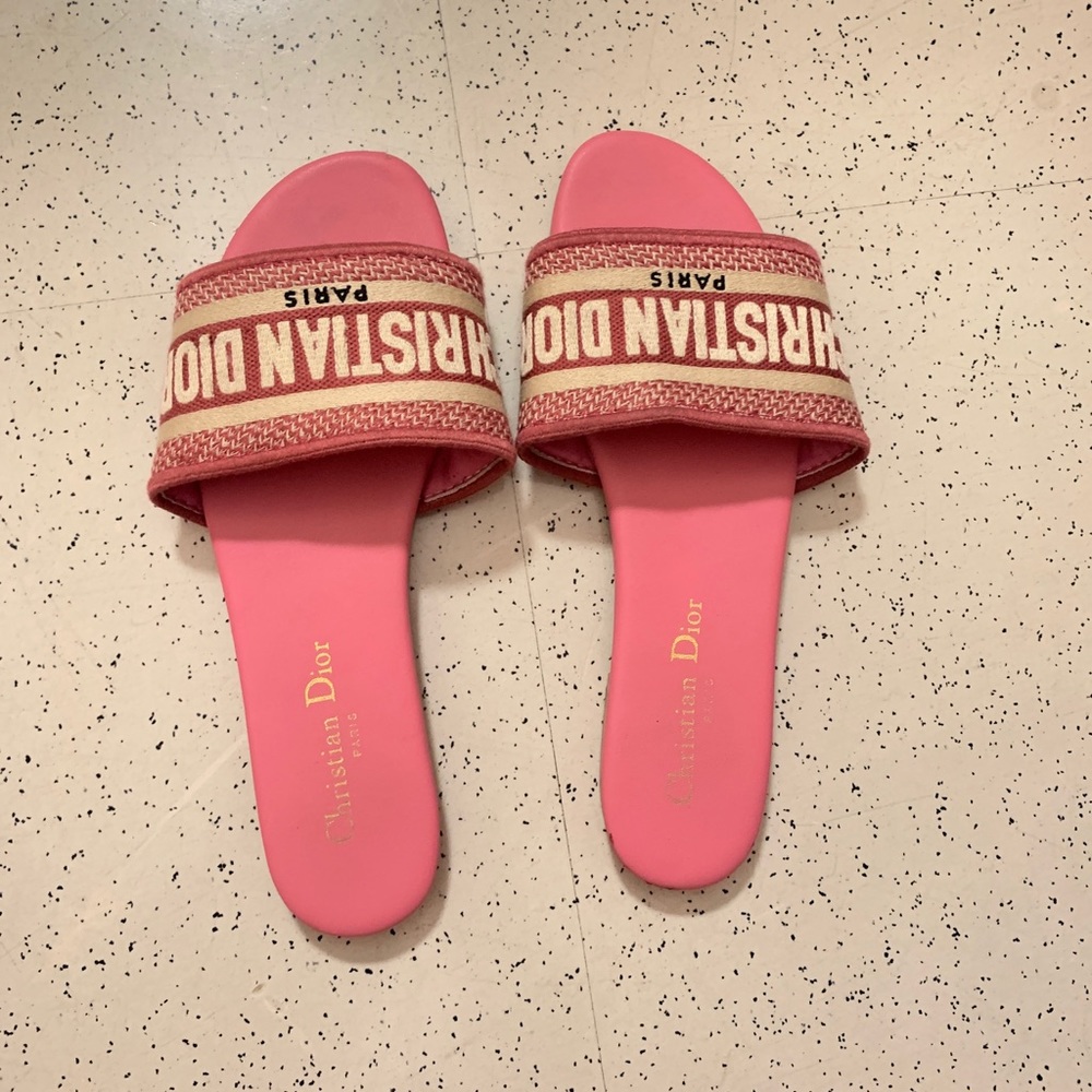 Pink Christian Dior mules slides